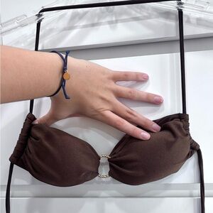 Brown Bikini Top and Bottom with Gold Accents